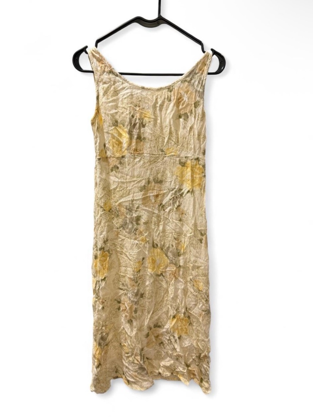 Dress Barn Cream Midi Dress with Yellow Floral Print